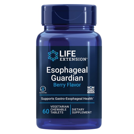 [BRSWIAIDBUCWCHA5] Life Extension Esophageal Guardian, alginic Acid, Potassium Bicarbonate, get Long-Lasting Relief from gastric Distress, Vegetarian, Non-GMO, Gluten-Free, 60 Vegetarian chewable Tablets