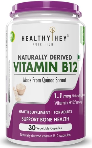 [BRSRAAADCQJQIYI2] 100% Natural Vitamin B12 - Support Immune Health | Non-Synthetic, No-Chemical | 30 Veg. Capsules