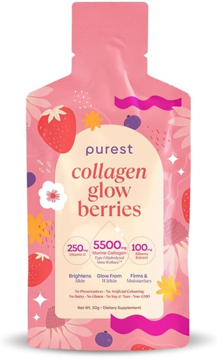 [BRSRMZL7B4HRQCTD] Collagen Glow Berries x 30 SACHETS - 1 mois d'approvisionnement Collagen supplément boisson