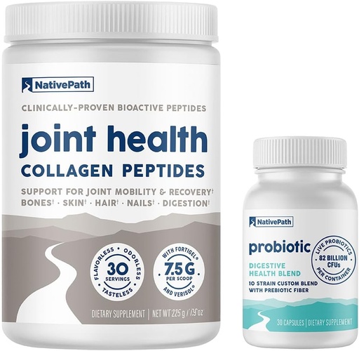 [BRSRA2YDOIBGEG3X] NativePath Joint for Joy Duo - Joint Health Collagen, Probiotic 30