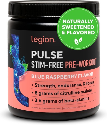 [BRSWGAQ6CNYGAEIU] LEGIÓ Pusse Pre Workout suplementari - Tots els Preducts naturals d'Oxide Orxric Beet per a suplicar l'energia, la ciatina Free, evidentment dolçida, Banine, Citrulina, Alfa GPC (Caffeine Free Blue Raz)