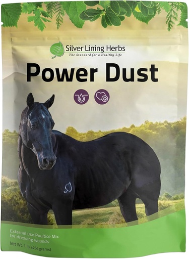 [BRSW2YYKB5YQEFA2] Silver Lining Herbs 16 Power Dust - Herbal Horse First Aid Toz və ya Poultice Mix - Atlar üçün Natural Herbs - At müalicə & Care - Natural Equine First Aid - 1 lb Bag
