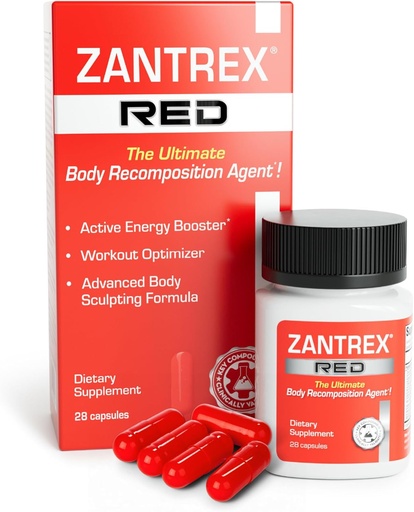 [BRSROEL7CIIAODTL] Zantrex Red Body Recomposition & Active Energy Booster Supplement | Supports Body Sculpting, Increased Focus & Workout Performance | 28 Capsules