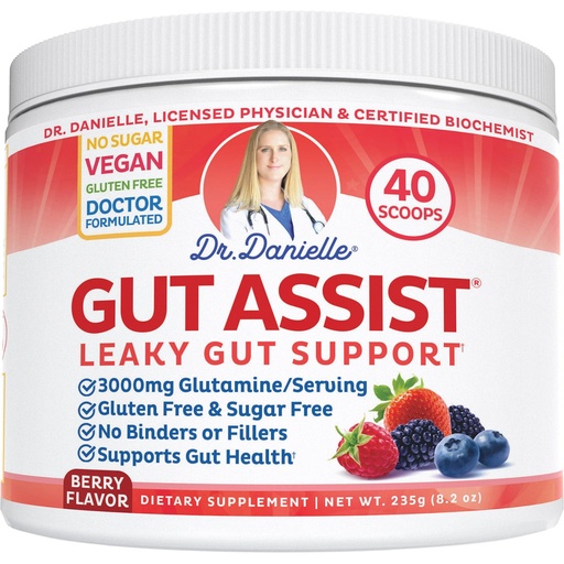 [BRSW2AIECACR6FDG] Doctor Danielle Leaky Gut Support Powder | L-Glutamine Gut Lining Formula | Gut Assist by Dr. Danielles, Berry