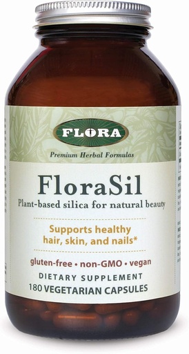 [BRSWIY32BEMQMYLA] Flora - FloraSil Silica Supplement - Natural Beauty Support - Supports Hair, Skin, Nail & Bone Strength - Plant-Based Silica from Horsetail Extract - Vegan - 180 Capsules (180 Servings)