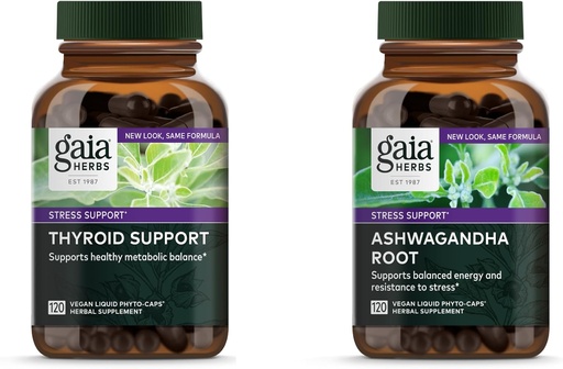 [BRSROEILOUMWMD3J] Gaia Herbs Ashwagandha Root - Made with Organic Ashwagandha Root - 120 Vegan Liquid Phyto-Capsules & Thyroid Support - Support Healthy Metabolic Balance and General Well-Being - 120 Vegan Liquid Phyto