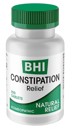 [BRSWIYT7BUIRE2TM] BHI Constipation Relief Natural Safe Targeted Homeopathic Active Ingredients Relieve Bloat Discomfort, Bowel Back-Up & Irregularity for Women & Men - 100 Tablets