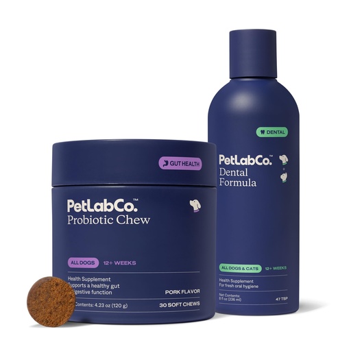 [BRSWYC3QPN6RA3DJ] PetLab Co. – Dog Teeth Cleaning & Gut Health Bundle: Dog Dental Formula for Fresh Breath, Healthy Teeth & Gums & Probiotics for Gut Health, Seasonal Allergies, Skin & Ear Yeast
