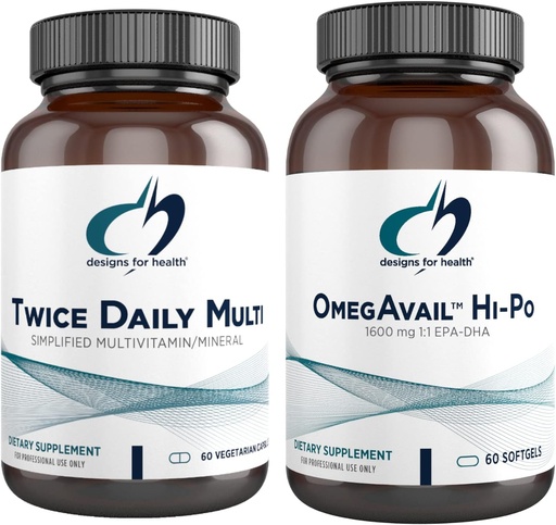 [BRSWYAABPMPGK2A3] Dizájn egészségügyi halolaj + multivitamin bundle - Omegavail hi- Po (60 Softgels) EPA DHA TG Omega3 kétszer naponta több (60 kapszula) Premium multivitamin / Ásvány aktív B vitaminokkal