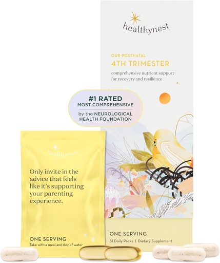 [BRSROAACOQGRY2D2] HealthyNest Postnatal & 4th Trimester Prenatal Vitamin | Made with Methylated Folate, Choline, DHA, Iron | 31 Day Supply
