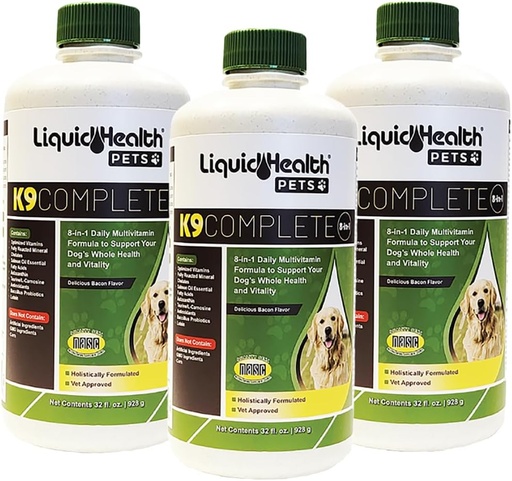 [BRSROHQROJ5R6CLV] LIQUIDHEALTH Pets K9 Complete 8-in-1 Liquid Multivitamin for Adult Senior Dogs & Puppies, All in One Complete Formula Canine Vitamins for Skin & Coat, Joint Health, Immune Support - USA Made (3 Pack)