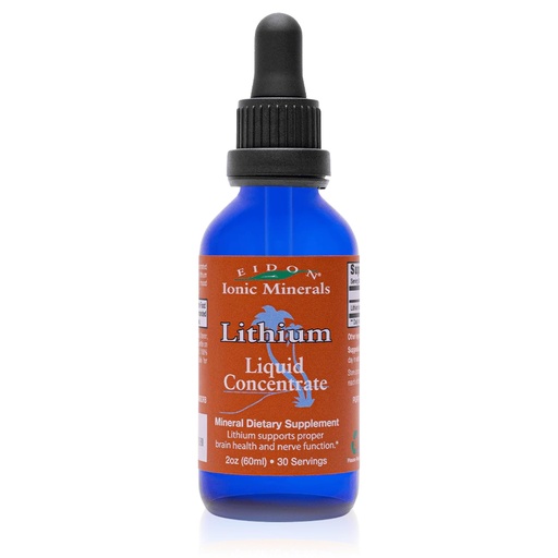[BRSW2FLQAADWK3TK] Eidon Ionic Minerals Liquid Lithium - Lithium Chloride Concentrate Supplement for Men & Women, Drops for Water, Supports Healthy Brain Function, Assists in Vitamin B12 and Folate Transport - 2 oz