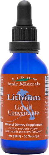 [BRSW2FLQAADWK3TK] Eidon Ionic Minerals Liquid Lithium - Lithium Chloride Drops Supplement, Minerals Drops for Water, Promuovere la salute del cervello, Cognizione di sostegno, Assist in Vitamina B12 e Folate Transport, 2 oz.