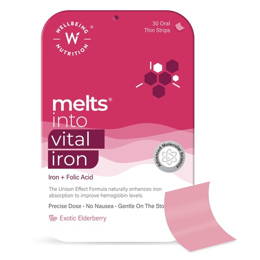 [BRSW2FAPC4BAYA37] WELLBEING NUTRITION Melts Nano Iron | Plant Based Iron, Beetroot, Swiss Chard, Pumpkin Seeds, Vitamin C and Folate for Improved Hemoglobin, Oxygen Binding Capacity & Blood Building (30 Oral Strips)