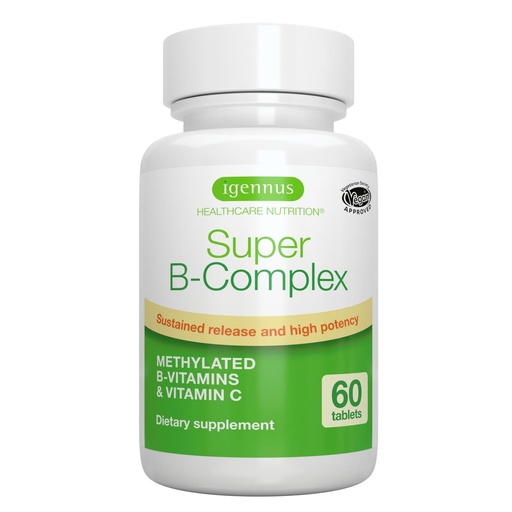 [BRSWKZLROQGAIHDI] Igennus Super B-Complex Methylated B Vitamins - Sustained Release, Clean Label & High Absorption, with 5-MTHF Folate & Methyl B12, Energy, Mood & Cognitive Performance, Lab Verified, 60 Small Tablets