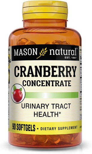 [BRSWIFYLAQNROCTA] MASON NATURAL Cranberry 12:1 Concentrate with Vitamin C & E, Supports Immune & Urinary Health, 90 Capsules