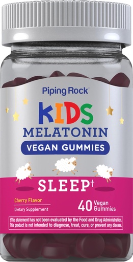 [BRSRMCQEOEJQMEI7] Piping Rock Kids Melatonin Gummy 1mg | 40 Gummies | Cherry Flavor | Vegan, Non-GMO, Gluten Free Supplement