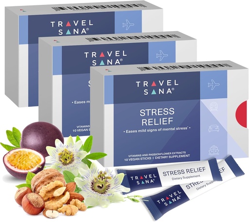 [BRSROED6PMIRSCIZ] Stress Relief |Passionflower 200mg |Vitamin B6 and B12 |Premium |Natural Supplement |Relieves Stress While Traveling |Fast-Acting | 10 Sticks (Pack of 3)