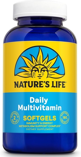 [BRSWIYQRBEPR6YDE] Nature's Life Daily Multivitamin for Men and Women - Complete Multivitamin with Iron - Daily Value of Most Essential Vitamins and Minerals - Healthy Energy and Immune Support - 90 Serv, 180 Softgels