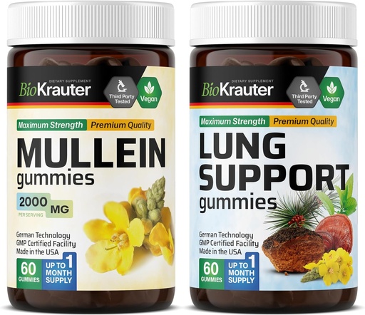 [BRSRAGQTDENR63TB] BIO KRAUTER Mullein 60 Gummies &amp; Lung Support 60 Gummies