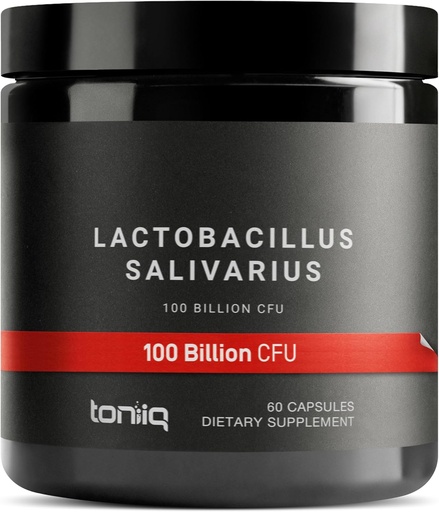 [BRSRAEDYCUCGEYLO] 100 Billion CFU Lactobacillus Salivarius Probiotic - Höchster verifizierter CFU Count - Third-Party Lab Getestet für Potenz - 60 vegetarische Kapseln - 30 Servietten - TQ Verified