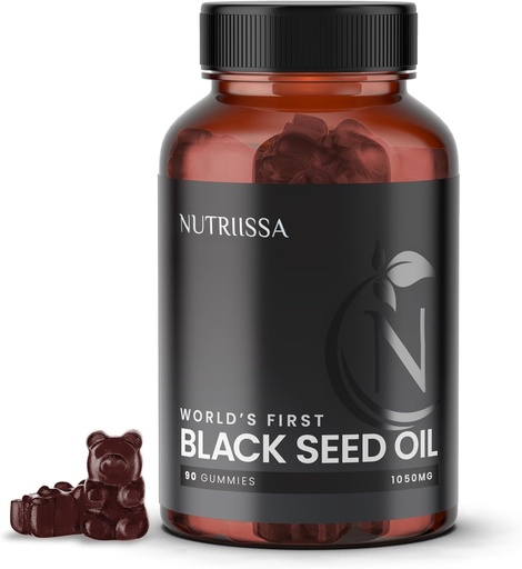 [BRSWYHQQDJ6AMAYZ] Nutriissa Black Seed Oil + Elder Berry Gummies – Cold-Pressed Black Cumin Seed Nigella Sativa Oil – EPEB Certified for Purity & Potency – 90 Blueberry Flavored Vegan Gummies