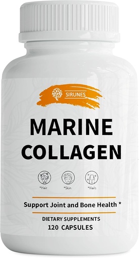 [BRSROZIBBAPWGCL3] SIRUNES Marine Collagen Peptides, 120 Capsules - Fish Collagen Supplements for Women, Great for Hair, Skin, Nails, Joints & Bones - Made in USA