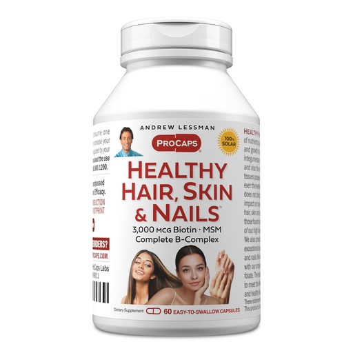 [BRSWGHY2BYNQYF33] ANDREW LESSMAN Healthy Hair, Skin and Nails 60 Capsules - 3000 mcg High Bioactivity Biotin, B-Complex. Promotes Beautiful Skin, Strong Nails. No Additives Hair Growth Vitamins Biotin Supplement