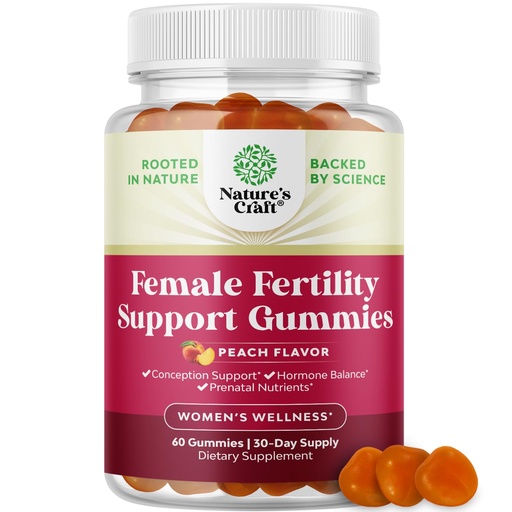 [BRSRAYD2OQPGO2TA] Fertility Gummies for Women Trying to Conceive - Yummy Gummy Fertility Supplement for Women with Myo-Inositol Folic Acid & Vitex Chasteberry - Vegan Non-GMO & Gluten Free - Juicy Peach - 60 Count