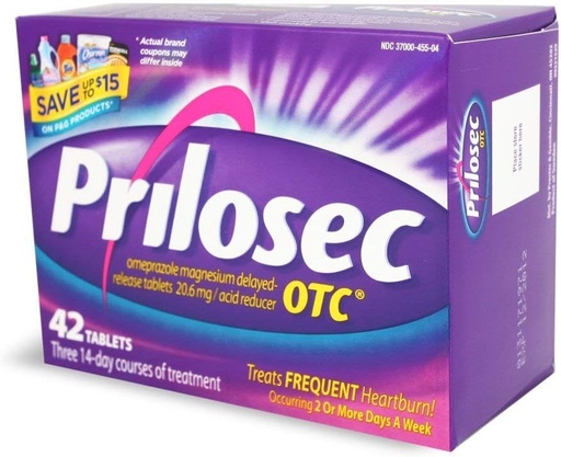 [BRSWIFAYCF7AK2Y7] Prilosec 20.6 mg OTC, 42 Tablets (Pack of 3)