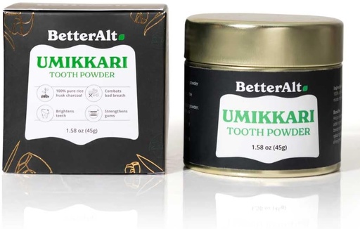 [BRSROAACCMCRYFLF] Better Alt Umikkari Charcoal Powder 45 g Made with Rice Husk| with Enamel Safe Formula| Strengthens Teeth & Prevents Bad Breath| 100% Natural & Chemical Free