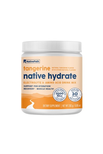 [BRSRAZDRBMGWO3LA] NativePath Hydrate, Zero Sugar, Electrolytes Powder with BCAAs, Tangerine Hydration, Keto & Paleo Friendly, 30 Servings