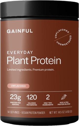 [BRSRACDQCUBGYEQY] Gainful Everyday Plant Protein Powder, 23g Plant Protein per Serving, Unflavored, Supports Strength, Възстановяване и Балансирано хранене, Веган, Gut Friendly, No изкуствени съставки, 14 Сервиз