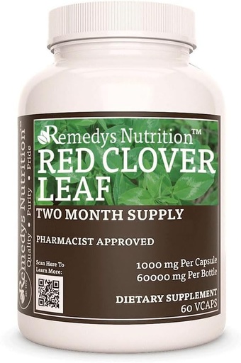 [BRSW22YKCJ5QOEIU] Nutrición de Remedy Red Clover Leaf tención 1,000 mg, 60 Vegan Capsules Herbal Suplemento dietético 