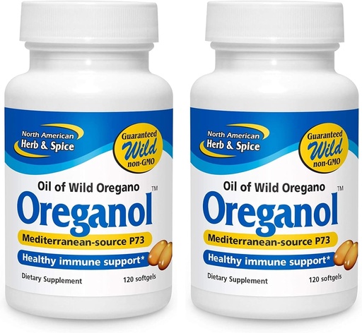 [BRSROEI2CJ5AK2TV] NORTH AMERICAN HERB & SPICE Oreganol P73 - Pack of 2, 120 Softgels - Unprocessed, Vegan-Friendly Wild Oregano - Mediterranean Source - Non-GMO - 240 Total Servings
