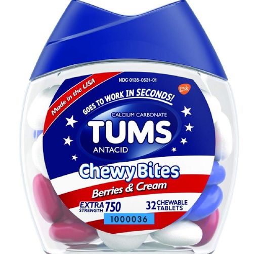 [BRSWGBQZBNYBEELL] TUMS Chewy Bites Berries & Cream - 32 Count