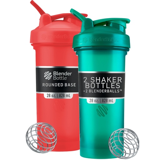 [BRSWYYYZBUNAA23J] BlenderBottle Classic V2 Shaker Bottle Perfect for Protein Shakes and Pre Workout, 28-Ounce (2 Pack), Red, Green