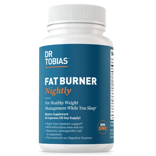 [BRSRMZAEOEIRO2Y2] Dr. Tobias Fat Burner Nightly - Night Time Metabolic Support with White Kidney Bean Extract, Ashwagandha Root, Green Coffee Bean Extract & Melatonin | Non-GMO (60 Capsules 30 Day Supply)