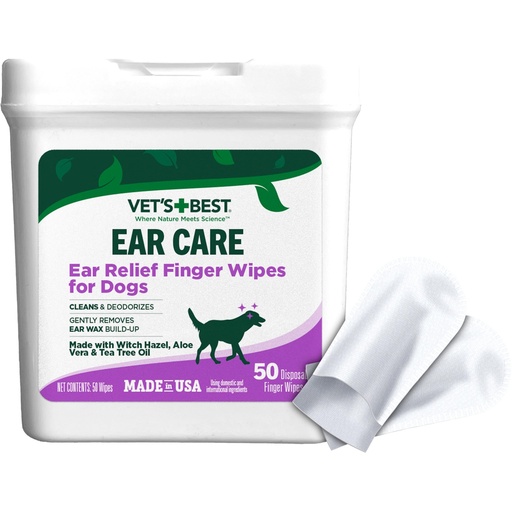 [BRSWYBT3OABQOFI3] Vet's Best Ear Relief Finger Wipes | Ear Cleansing Finger Wipes for Dogs | Sooths & Deodorizes | 50 Disposable Wipes
