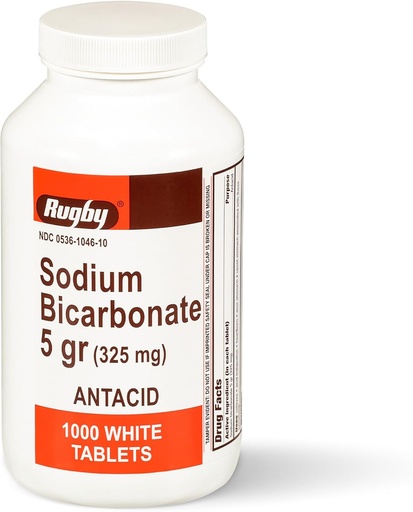[BRSWKZI5A4FA4GQ3] Rugby Sodium Bicarbonate 325 mg Antacid Tablets - Relief for Heartburn, Sour Stomach & Indigestion, 1000 Count (1-Pack)