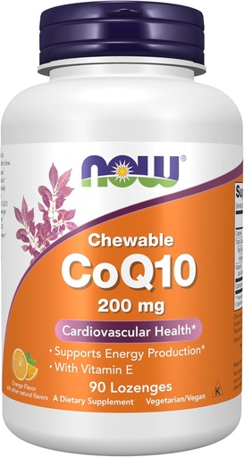 [BRSWIY32BQOBW3TK] NOW maisto papildai, CoQ10 200 mg, Farmacijos laipsnis, Al- Trans forma pagaminta fermentacijos, 90 Lozenges