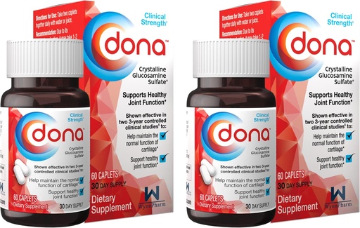 [BRSWY2T7OR6QM3QY] Dona Crystalline Glucosamine Sulfate, 750 Mg, Joint supplement Pills for Knee Comfort &apos; Joint Health Support, 750 Mg, 60 count (2 Pack).