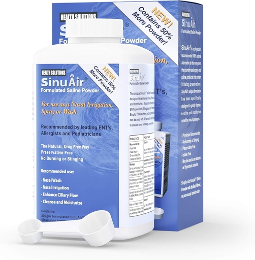 [BRSWIY33A55GI2DG] SinuPulse Elite SinuAir Sinus Rinse Salt Solution - Saline Powder for SinuPulse System, Neti Pot Flush, Nasal Wash Squeeze Bottle, & Nose Irrigation for Sinuses, 300g