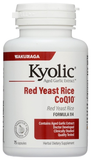 [BRSWIEIBOJYG2GTM] Kyolic Aged Garlic Extract Formula 114, Red Yeast Rice CoQ10, 75 Capsules