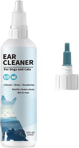 [BRSRMAAKOQNQKFLV] Dog & Cat Ear Cleaner – Gentle Otic Solution for Dogs & Cats – Pet Ear Wash for Wax, Debris & Odor – Itch Relief, Non-Irritating Formula – 4 oz
