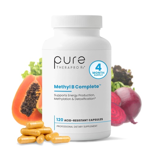 [BRSWIC32CIGWYGDK] Pure Therapro Rx Methylated B Complex Vitamins Made in USA, 4 Month Supply | Methyl B Complete Quatrefolic 5-MTHF Folate, B12 Methylcobalamin, TMG Trimethylglycine, Methylfolate | Pharm Grade