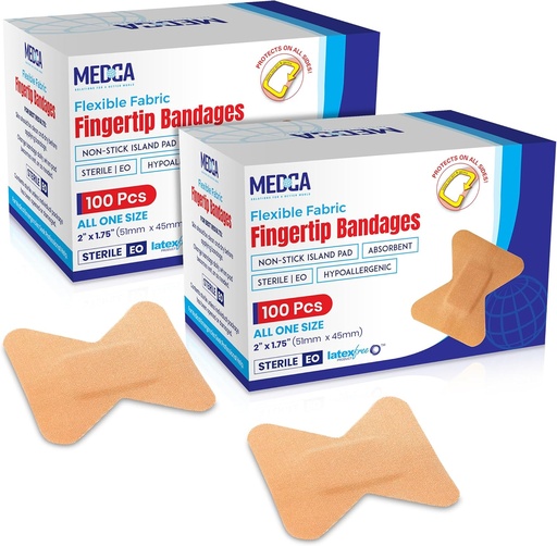 [BRSROZQOOYFW2E32] Flex Fabric Adhesive Bandages - Finger-Tip Bandages for Finger Care and to Protect Wounds from Infection - (200 Count)