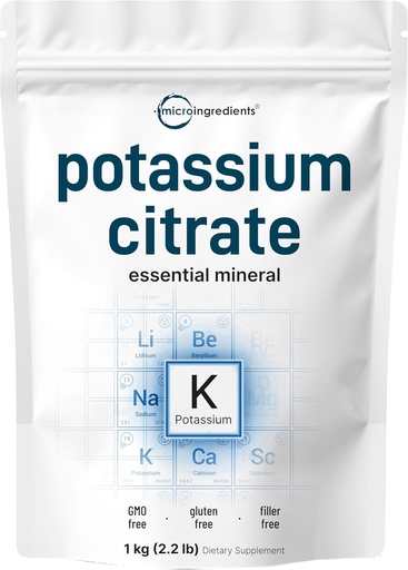 [BRSWKGIPAICQK2QZ] US Origin Potassium Citrate Powder, 1 KG (35 Ounce) | Essential Hydration Electrolyte Supplement | Supports Mineral Balance, Heart, Joint and Immune Health | Vegan Friendly