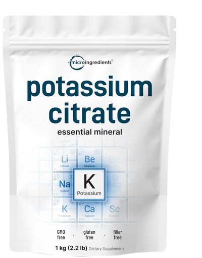 [BRSWKGIPAICQK2QZ] US Origin Potassium Citrate Powder, 1 KG (35 Ounce) | Essential Hydration Electrolyte Supplement | Vegan Friendly
