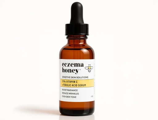 [BRSRMZYDCF4BSADF] ECZEMA HONEY 15% Vitamin C + Ferulic Acid Serum - Anti Aging Skin Care Products - Face Oil for Eczema, Dry & Sensitive Skin (1 Oz)